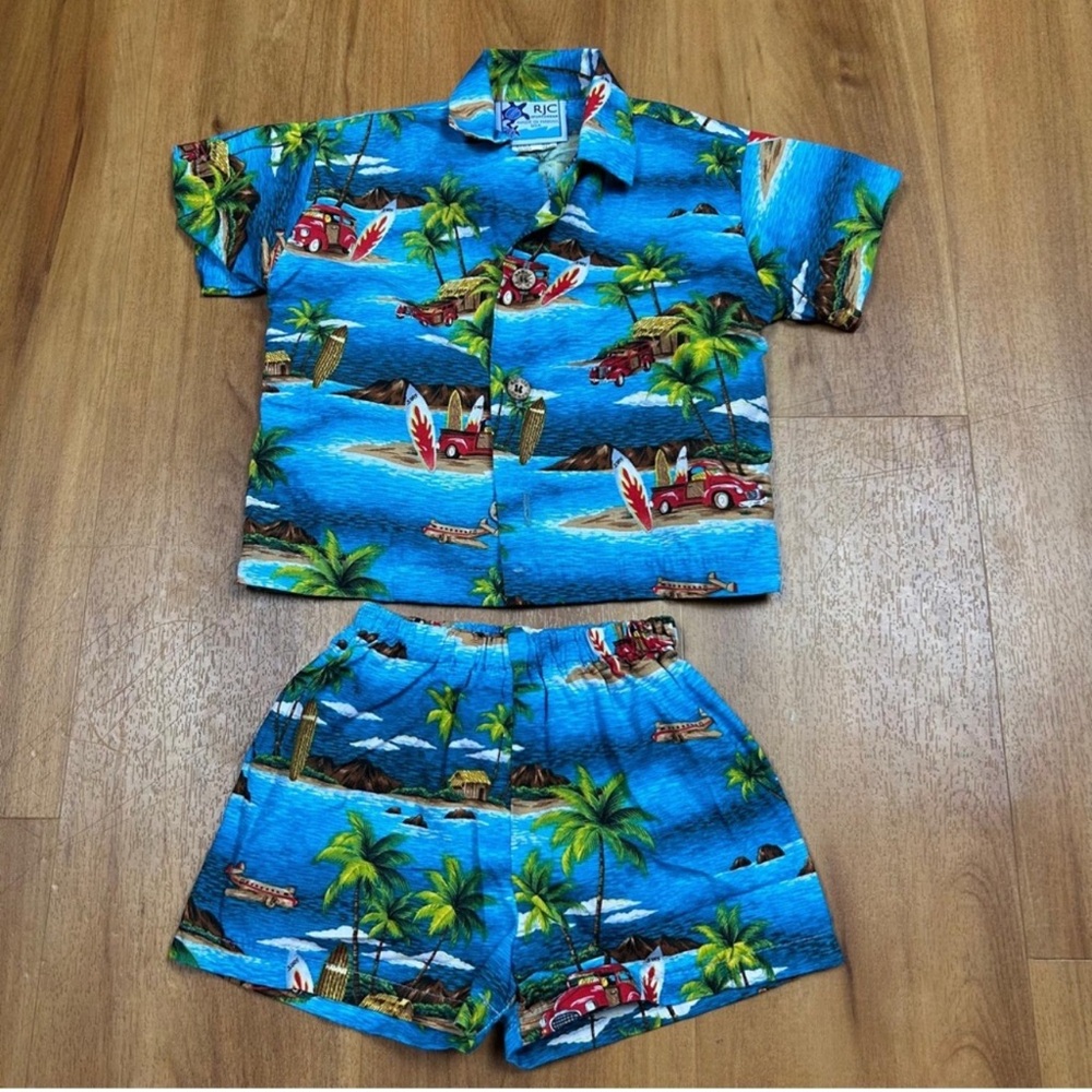 RJC Mini Island Toddler Boy's Clothes Set Blue and Green size:6M